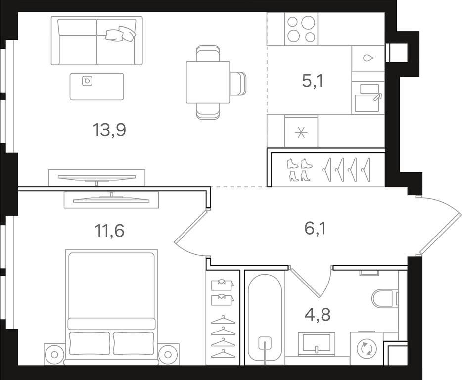 1-BD Apartment Sale, 41.5 sq. m. at Mangazeja v Bogorodskom, Ivanteyevskaya Street, 25к1, Moscow, Russia #1