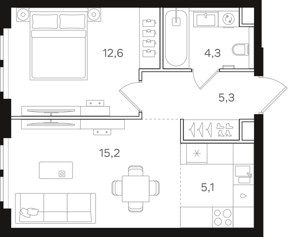 1-BD Apartment Sale, 42.5 sq. m. at Mangazeja v Bogorodskom, Ivanteyevskaya Street, 25к1, Moscow, Russia #1