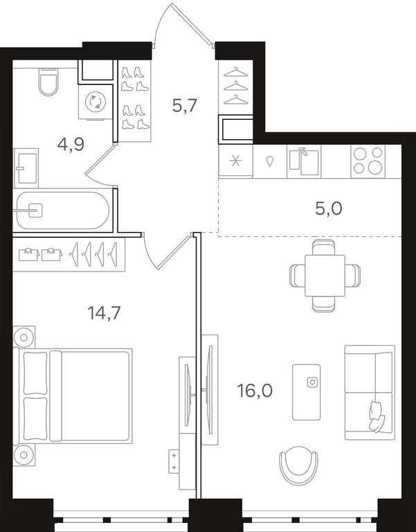 1-BD Apartment Sale, 46.3 sq. m. at Mangazeja v Bogorodskom, Ivanteyevskaya Street, 25к1, Moscow, Russia #1