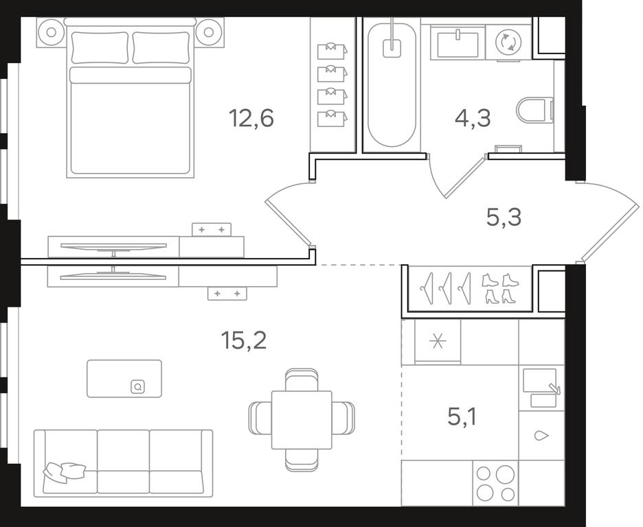 1-BD Apartment Sale, 42.5平方米 at Mangazeja v Bogorodskom, Ivanteyevskaya Street, 25к1, Moscow, Russia #1 1-BD Apartment Sale, 42.5平方米 at Mangazeja v Bogorodskom, Ivanteyevskaya Street, 25к1, Moscow, Russia #1