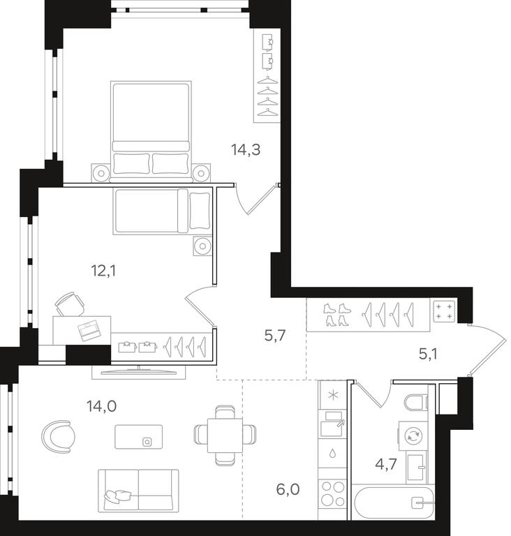 2-BD Apartment Sale, 61.9平方米 at Mangazeja v Bogorodskom, Ivanteyevskaya Street, 25к1, Moscow, Russia #1 2-BD Apartment Sale, 61.9平方米 at Mangazeja v Bogorodskom, Ivanteyevskaya Street, 25к1, Moscow, Russia #1