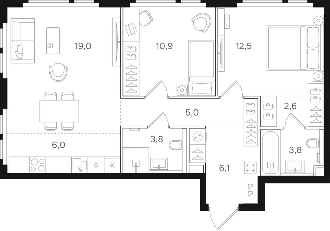 2-BD Apartment Sale, 69.7 sq. m. at Mangazeja v Bogorodskom, Ivanteyevskaya Street, 25к1, Moscow, Russia #1