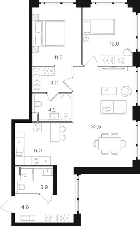 2-BD Apartment Sale, 78.9平方米 at Mangazeja v Bogorodskom, Ivanteyevskaya Street, 25к1, Moscow, Russia #1 2-BD Apartment Sale, 78.9平方米 at Mangazeja v Bogorodskom, Ivanteyevskaya Street, 25к1, Moscow, Russia #1