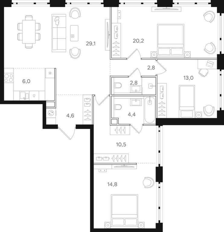 3-BD Apartment Sale, 108.2 sq. m. at Mangazeja v Bogorodskom, Ivanteyevskaya Street, 25к1, Moscow, Russia #1