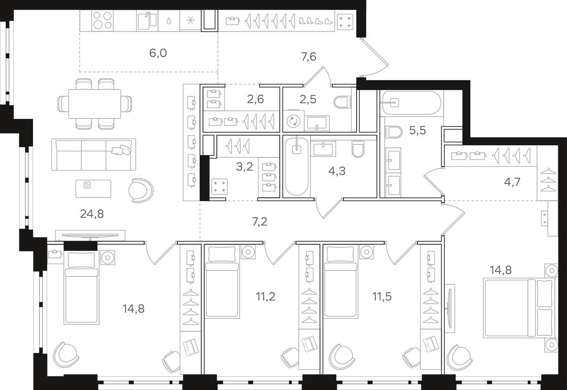 4-BD Apartment Sale, 120.8 sq. m. at Mangazeja v Bogorodskom, Ivanteyevskaya Street, 25к1, Moscow, Russia #1
