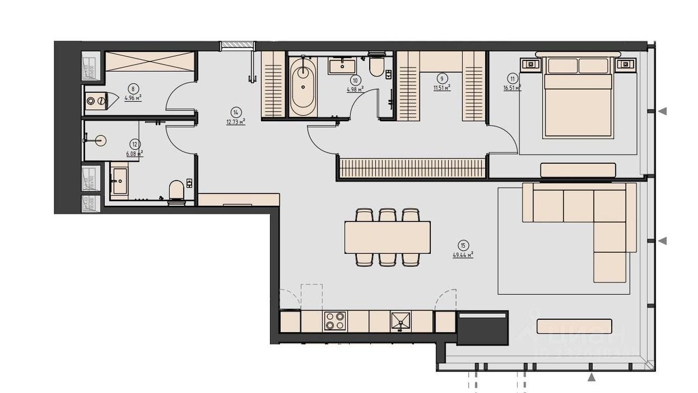 Apartment Sale, 110 sq. m. at NEVA TOWERS (Neva Tauers), 1st Krasnogvardeysky Drive, Moscow, Russia #1