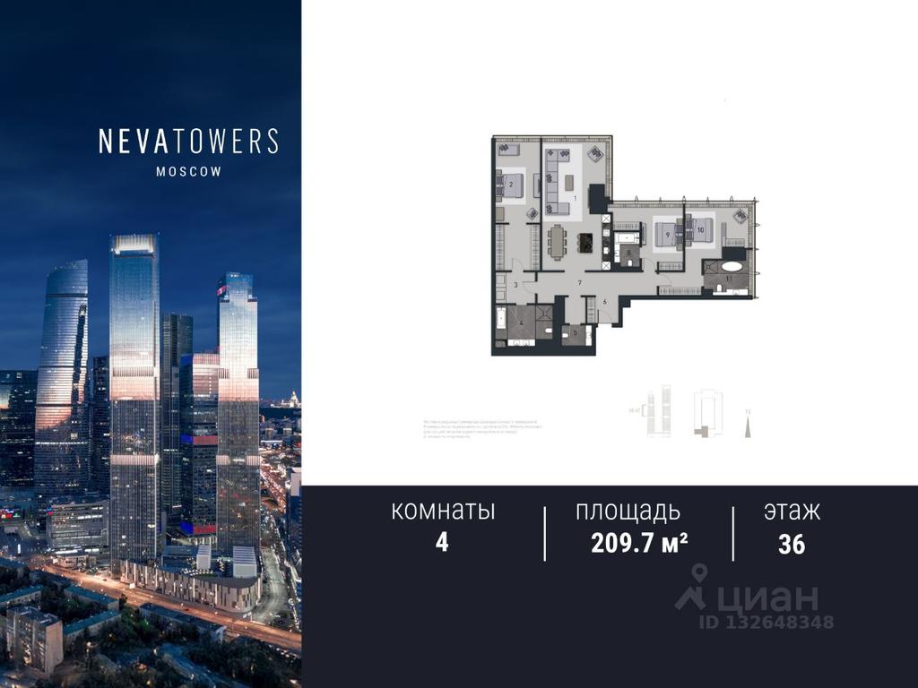Продажа 3-комн. квартиры, 209,7 м² в ЖК «NEVA TOWERS (Нева Тауэрс)», 1-й Красногвардейский проезд, Москва, Россия #2 Продажа 3-комн. квартиры, 209,7 м² в ЖК «NEVA TOWERS (Нева Тауэрс)», 1-й Красногвардейский проезд, Москва, Россия #2