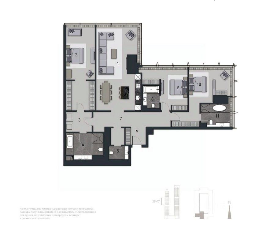 3-BD Apartment Sale, 209.7 sq. m. at NEVA TOWERS (Neva Tauers), 1st Krasnogvardeysky Drive, Moscow, Russia #1