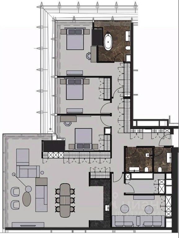 3-BD Apartment Sale, 208.7 sq. m. at NEVA TOWERS (Neva Tauers), 1st Krasnogvardeysky Drive, Moscow, Russia #1