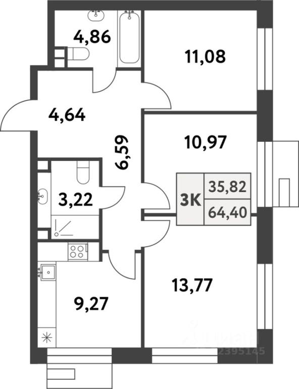 2-BD Apartment Sale, 64.4 sq. m. at Smart Garden (Smart Garden), 5-ya ulitsa Lesnyye Polyany, posyolok Gazoprovod, Kommunarka District, Novomoskovskiy Administrative Okrug, Moscow, Russia #1