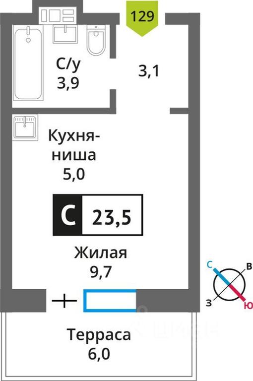 Apartment Sale, 23.5平方米 at Smart Kvartal Lesnaya Otrada, ulitsa Detstva, derevnya Aristovo, Krasnogorsk Urban District, Moscow Region, Russia #1