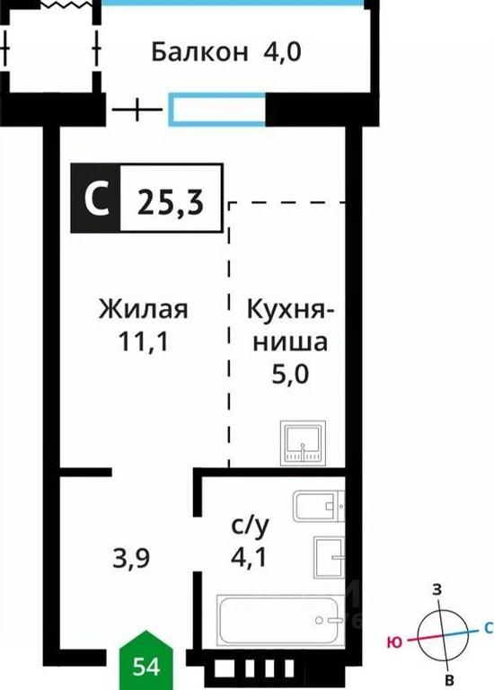 Apartment Sale, 25.3平方米 at Smart Kvartal Lesnaya Otrada, ulitsa Detstva, derevnya Aristovo, Krasnogorsk Urban District, Moscow Region, Russia #1