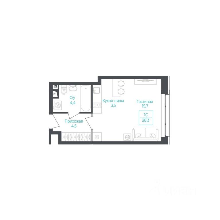 Apartment Sale, 28.1 sq. m. at Apart-kompleks Monodom Lake (Monodom Leyk), Mikhalkovskaya Street, 52с7, Moscow, Russia #1