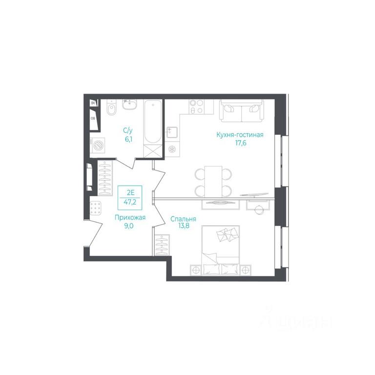 1-BD Apartment Sale, 47.1 sq. m. at Apart-kompleks Monodom Lake (Monodom Leyk), Mikhalkovskaya Street, 52с7, Moscow, Russia #1 1-BD Apartment Sale, 47.1 sq. m. at Apart-kompleks Monodom Lake (Monodom Leyk), Mikhalkovskaya Street, 52с7, Moscow, Russia #1