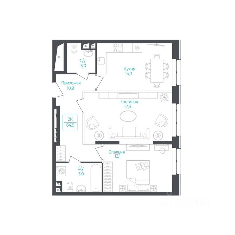 Apartment Sale, 64.8 sq. m. at Apart-kompleks Monodom Lake (Monodom Leyk), Mikhalkovskaya Street, 52с7, Moscow, Russia #1