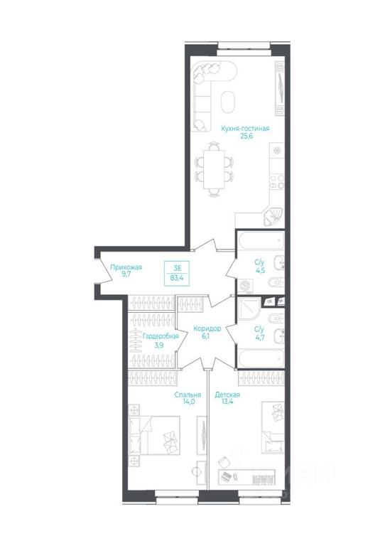 Apartment Sale, 83.9 sq. m. at Apart-kompleks Monodom Lake (Monodom Leyk), Mikhalkovskaya Street, 52с7, Moscow, Russia #1