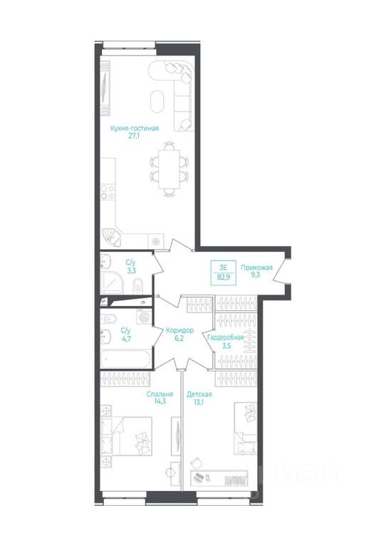 Apartment Sale, 84 sq. m. at Apart-kompleks Monodom Lake (Monodom Leyk), Mikhalkovskaya Street, 52с7, Moscow, Russia #1
