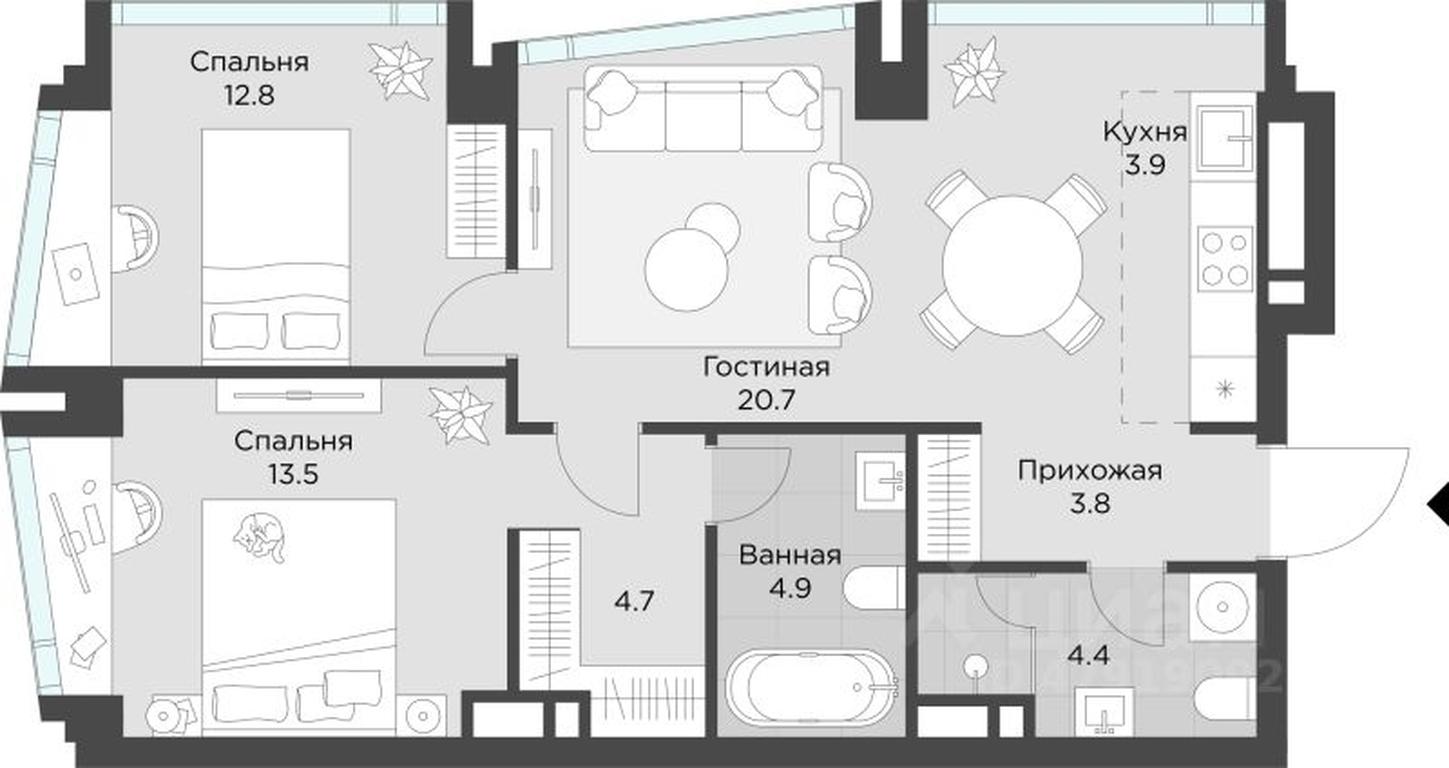 2-BD Apartment Sale, 69.2 sq. m. at AHEAD, Vasilisy Kozhinoy Street, вл25/1, Moscow, Russia #1 2-BD Apartment Sale, 69.2 sq. m. at AHEAD, Vasilisy Kozhinoy Street, вл25/1, Moscow, Russia #1