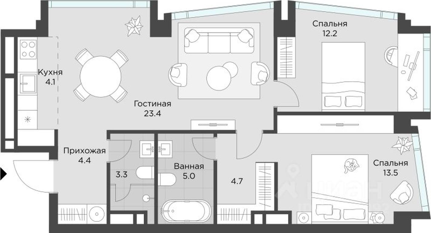 2-BD Apartment Sale, 72 sq. m. at AHEAD, Vasilisy Kozhinoy Street, вл25/1, Moscow, Russia #1 2-BD Apartment Sale, 72 sq. m. at AHEAD, Vasilisy Kozhinoy Street, вл25/1, Moscow, Russia #1