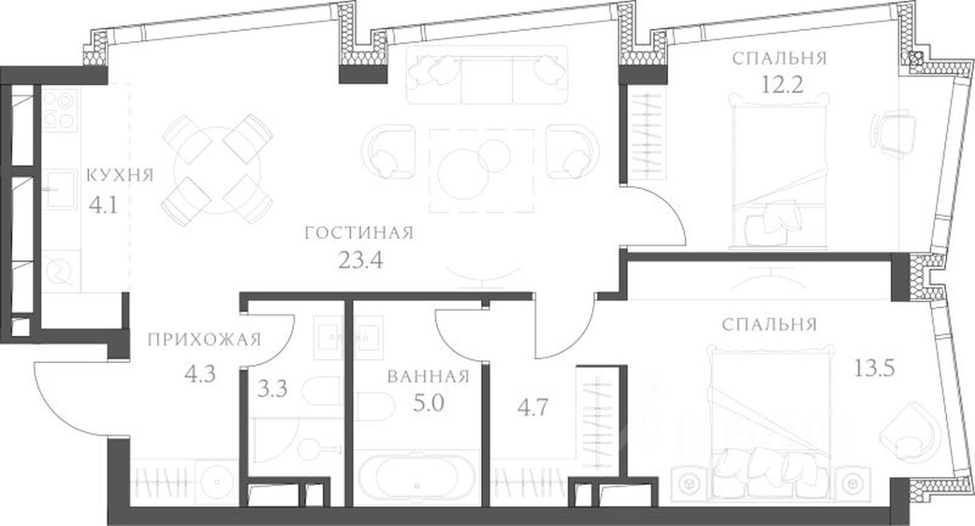 2-BD Apartment Sale, 70.8 sq. m. at AHEAD, Vasilisy Kozhinoy Street, вл25/1, Moscow, Russia #1 2-BD Apartment Sale, 70.8 sq. m. at AHEAD, Vasilisy Kozhinoy Street, вл25/1, Moscow, Russia #1