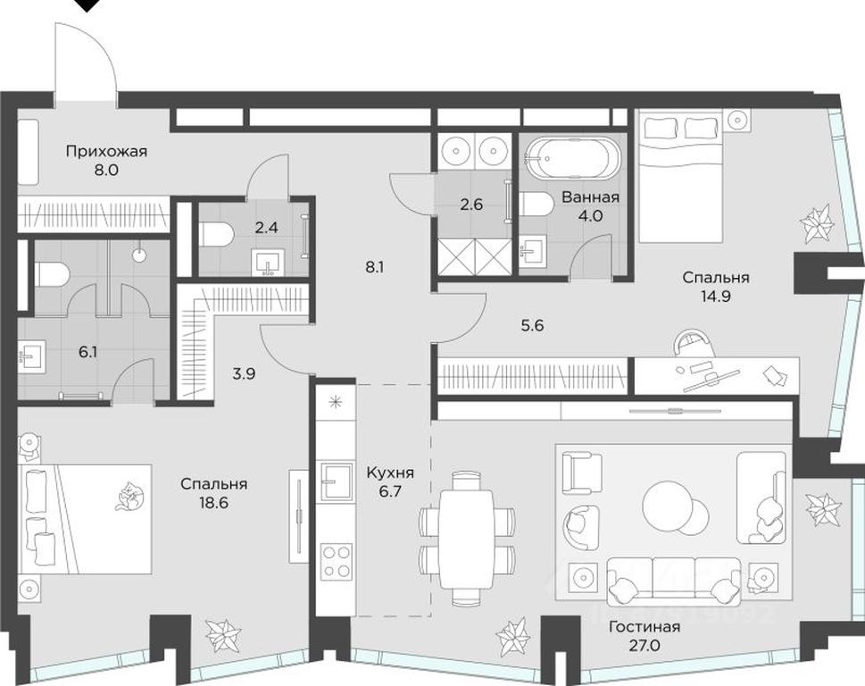 2-BD Apartment Sale, 107.9平方米 at AHEAD, Vasilisy Kozhinoy Street, вл25/1, Moscow, Russia #1 2-BD Apartment Sale, 107.9平方米 at AHEAD, Vasilisy Kozhinoy Street, вл25/1, Moscow, Russia #1