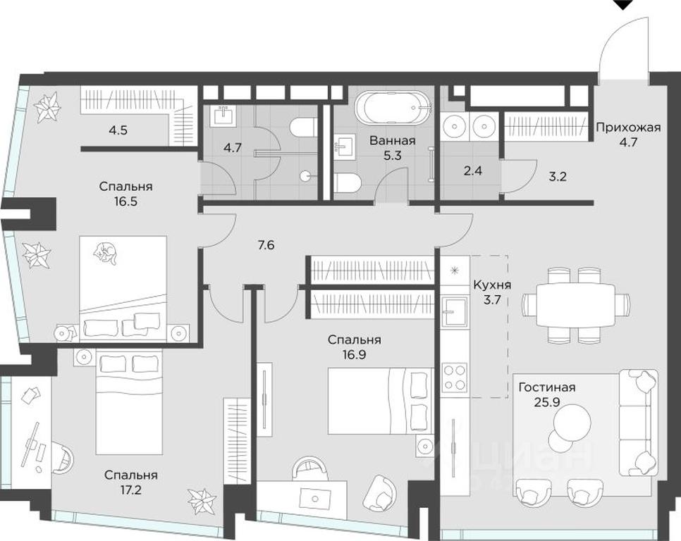 2-BD Apartment Sale, 109 sq. m. at AHEAD, Vasilisy Kozhinoy Street, вл25/1, Moscow, Russia #1