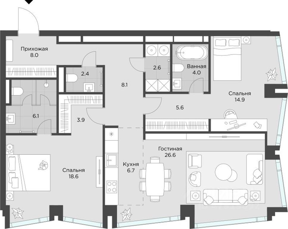 2-BD Apartment Sale, 107.5 sq. m. at AHEAD, Vasilisy Kozhinoy Street, вл25/1, Moscow, Russia #1 2-BD Apartment Sale, 107.5 sq. m. at AHEAD, Vasilisy Kozhinoy Street, вл25/1, Moscow, Russia #1