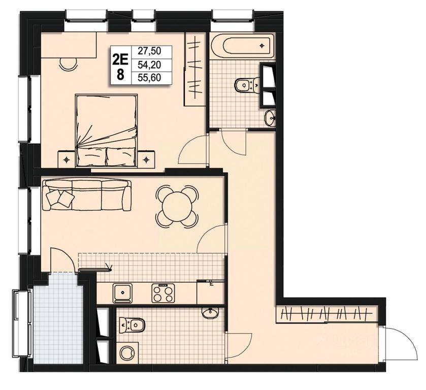 1-BD Apartment Sale, 53.7平方米 at Atlantis, Novomytischinsky Avenue, Mytischi, Moscow Region, Russia #1 1-BD Apartment Sale, 53.7平方米 at Atlantis, Novomytischinsky Avenue, Mytischi, Moscow Region, Russia #1