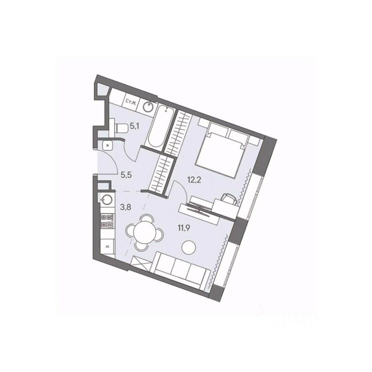 1-BD Apartment Sale, 38.5 sq. m. at Ново-Переделкино, Zapadniy Administrative District, Moscow, Russia #1