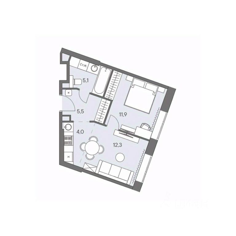 1-BD Apartment Sale, 38.8平方米 at Ново-Переделкино, Zapadniy Administrative District, Moscow, Russia #1 1-BD Apartment Sale, 38.8平方米 at Ново-Переделкино, Zapadniy Administrative District, Moscow, Russia #1