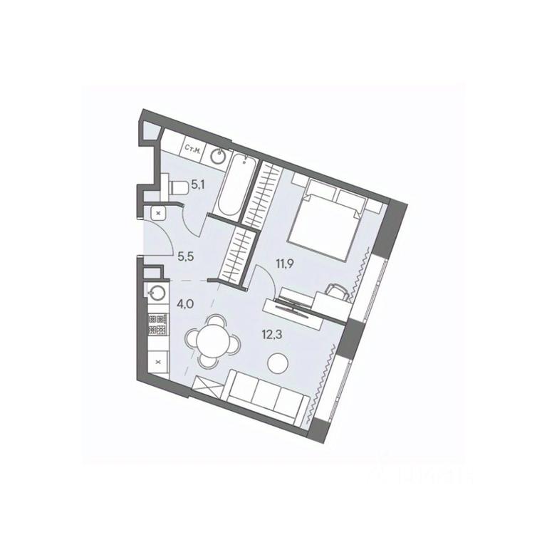 1-BD Apartment Sale, 38.8平方米 at Ново-Переделкино, Zapadniy Administrative District, Moscow, Russia #1 1-BD Apartment Sale, 38.8平方米 at Ново-Переделкино, Zapadniy Administrative District, Moscow, Russia #1