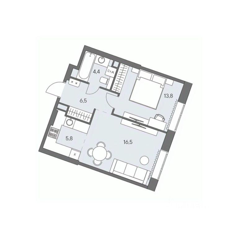 1-BD Apartment Sale, 47平方米 at Ново-Переделкино, Zapadniy Administrative District, Moscow, Russia #1 1-BD Apartment Sale, 47平方米 at Ново-Переделкино, Zapadniy Administrative District, Moscow, Russia #1