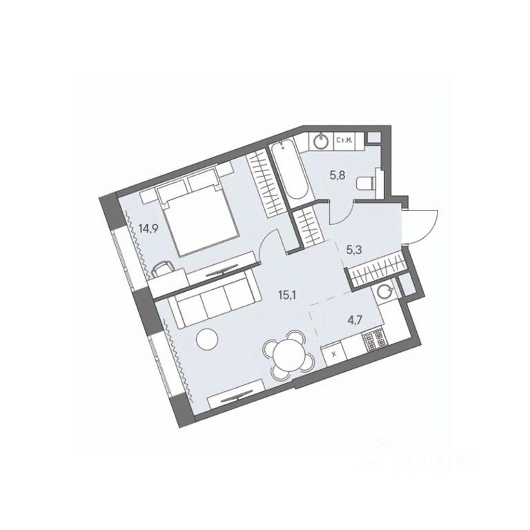 1-BD Apartment Sale, 45.8 sq. m. at Ново-Переделкино, Zapadniy Administrative District, Moscow, Russia #1 1-BD Apartment Sale, 45.8 sq. m. at Ново-Переделкино, Zapadniy Administrative District, Moscow, Russia #1