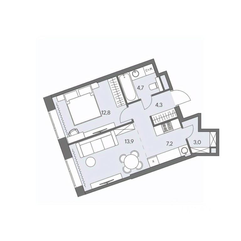 1-BD Apartment Sale, 45.9 sq. m. at Ново-Переделкино, Zapadniy Administrative District, Moscow, Russia #1