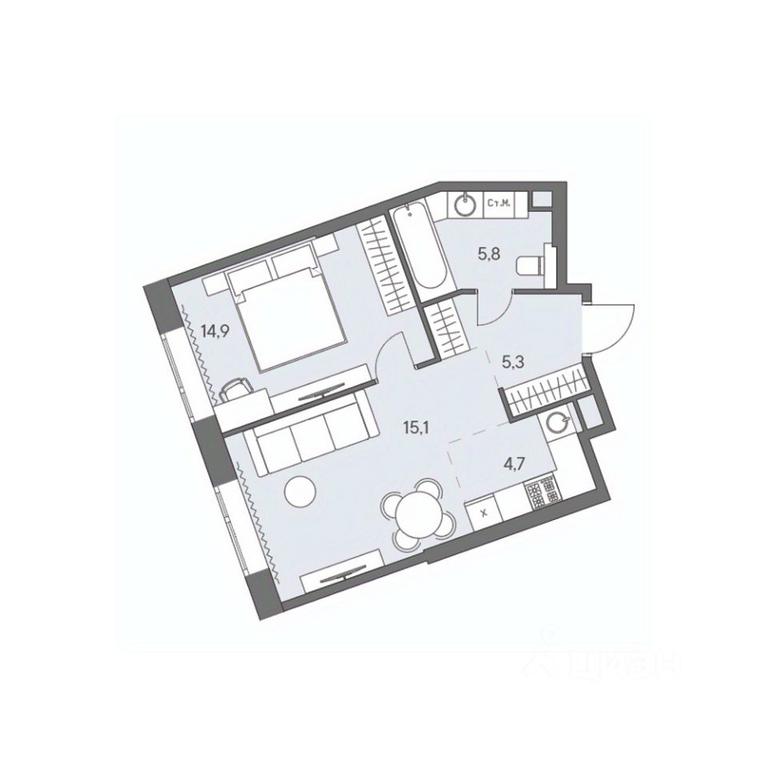 1-BD Apartment Sale, 45.8 sq. m. at Ново-Переделкино, Zapadniy Administrative District, Moscow, Russia #1 1-BD Apartment Sale, 45.8 sq. m. at Ново-Переделкино, Zapadniy Administrative District, Moscow, Russia #1