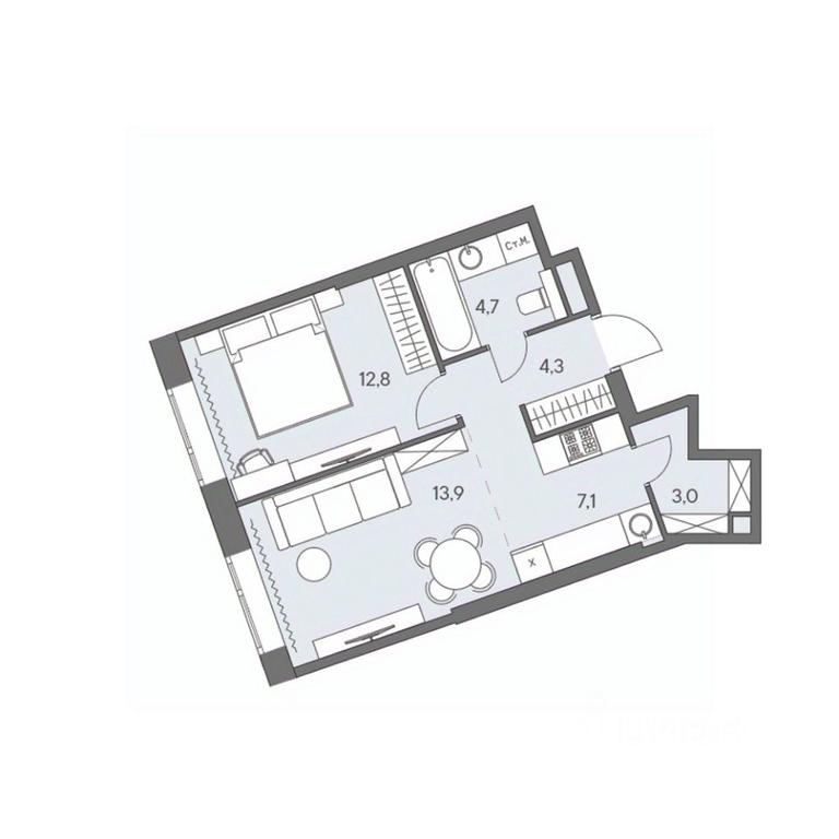 1-BD Apartment Sale, 45.8 sq. m. at Ново-Переделкино, Zapadniy Administrative District, Moscow, Russia #1 1-BD Apartment Sale, 45.8 sq. m. at Ново-Переделкино, Zapadniy Administrative District, Moscow, Russia #1
