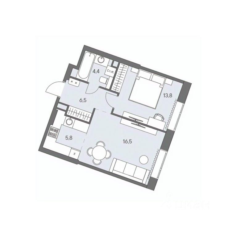 1-BD Apartment Sale, 47 sq. m. at Ново-Переделкино, Zapadniy Administrative District, Moscow, Russia #1 1-BD Apartment Sale, 47 sq. m. at Ново-Переделкино, Zapadniy Administrative District, Moscow, Russia #1