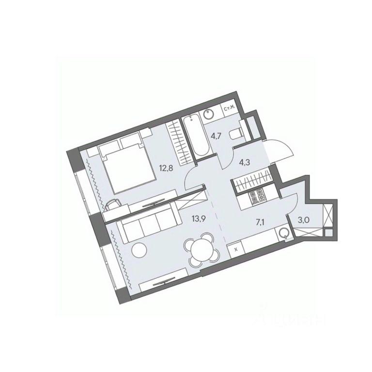 1-BD Apartment Sale, 45.8平方米 at Ново-Переделкино, Zapadniy Administrative District, Moscow, Russia #1 1-BD Apartment Sale, 45.8平方米 at Ново-Переделкино, Zapadniy Administrative District, Moscow, Russia #1