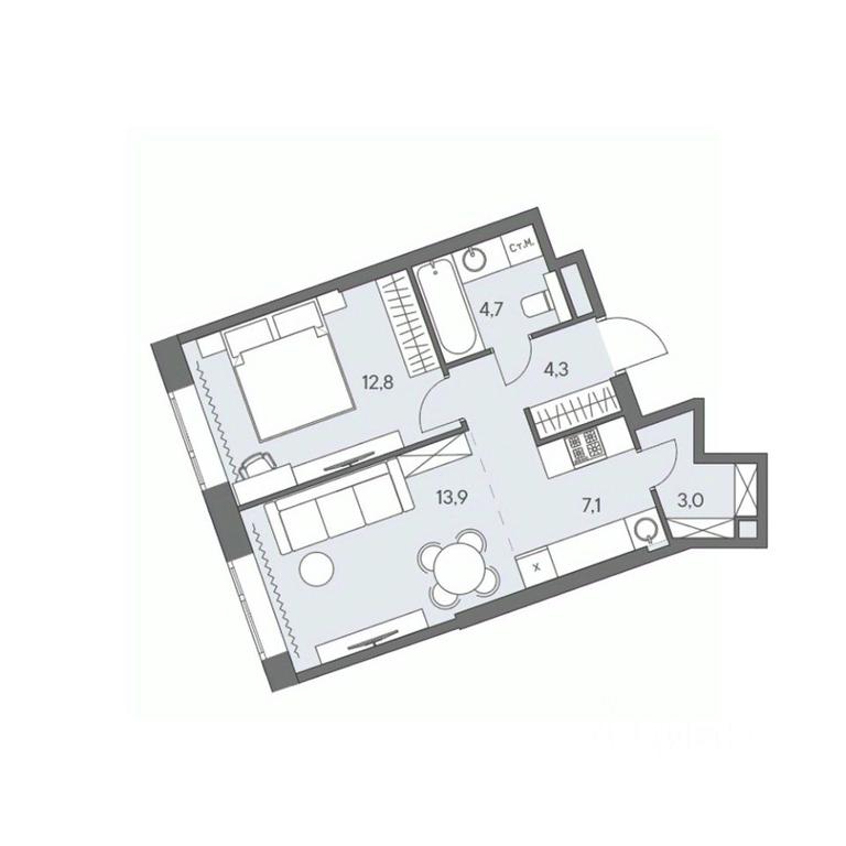 1-BD Apartment Sale, 45.8 sq. m. at Ново-Переделкино, Zapadniy Administrative District, Moscow, Russia #1 1-BD Apartment Sale, 45.8 sq. m. at Ново-Переделкино, Zapadniy Administrative District, Moscow, Russia #1