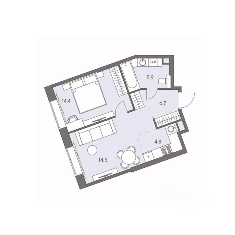 1-BD Apartment Sale, 46.3 sq. m. at Ново-Переделкино, Zapadniy Administrative District, Moscow, Russia #1 1-BD Apartment Sale, 46.3 sq. m. at Ново-Переделкино, Zapadniy Administrative District, Moscow, Russia #1