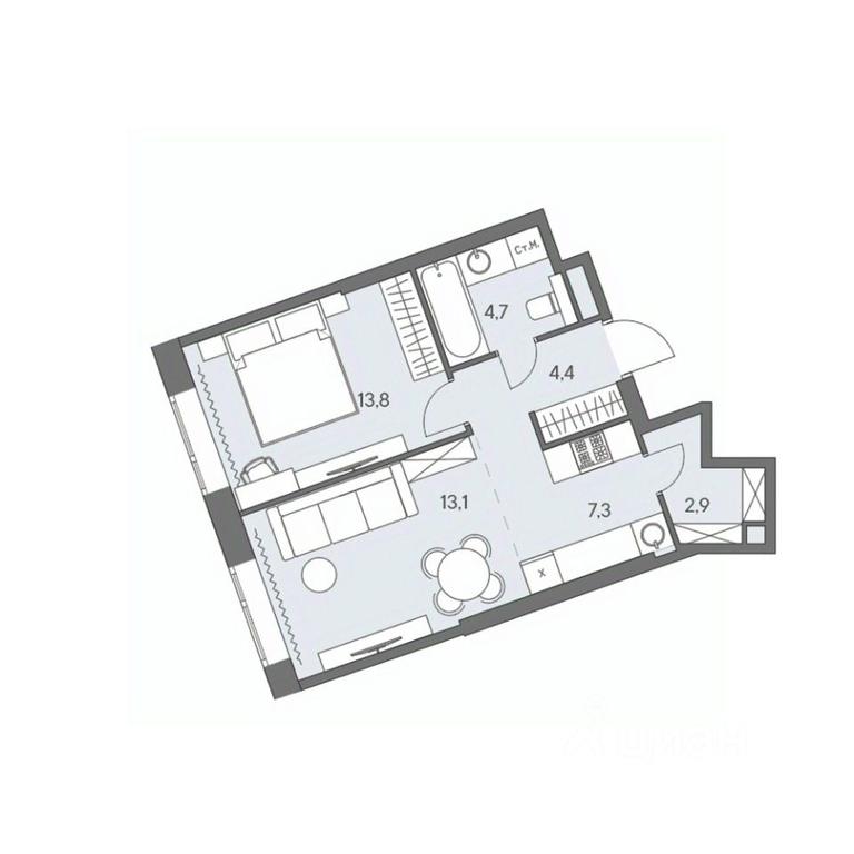 1-BD Apartment Sale, 46.2 sq. m. at Ново-Переделкино, Zapadniy Administrative District, Moscow, Russia #1 1-BD Apartment Sale, 46.2 sq. m. at Ново-Переделкино, Zapadniy Administrative District, Moscow, Russia #1