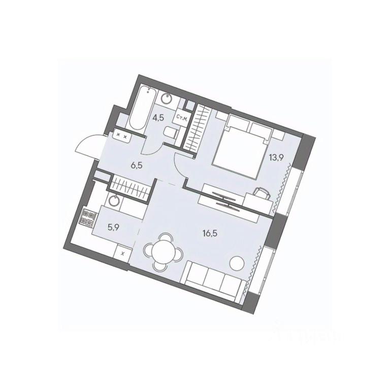 1-BD Apartment Sale, 47.3平方米 at Ново-Переделкино, Zapadniy Administrative District, Moscow, Russia #1 1-BD Apartment Sale, 47.3平方米 at Ново-Переделкино, Zapadniy Administrative District, Moscow, Russia #1
