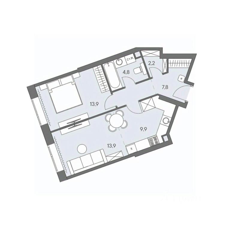 1-BD Apartment Sale, 52.5平方米 at Ново-Переделкино, Zapadniy Administrative District, Moscow, Russia #1