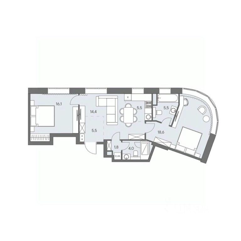 2-BD Apartment Sale, 71.4平方米 at Ново-Переделкино, Zapadniy Administrative District, Moscow, Russia #1