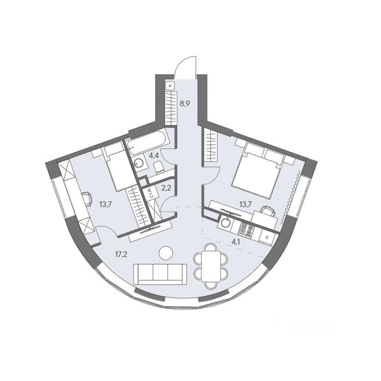 2-BD Apartment Sale, 64.2平方米 at Ново-Переделкино, Zapadniy Administrative District, Moscow, Russia #1