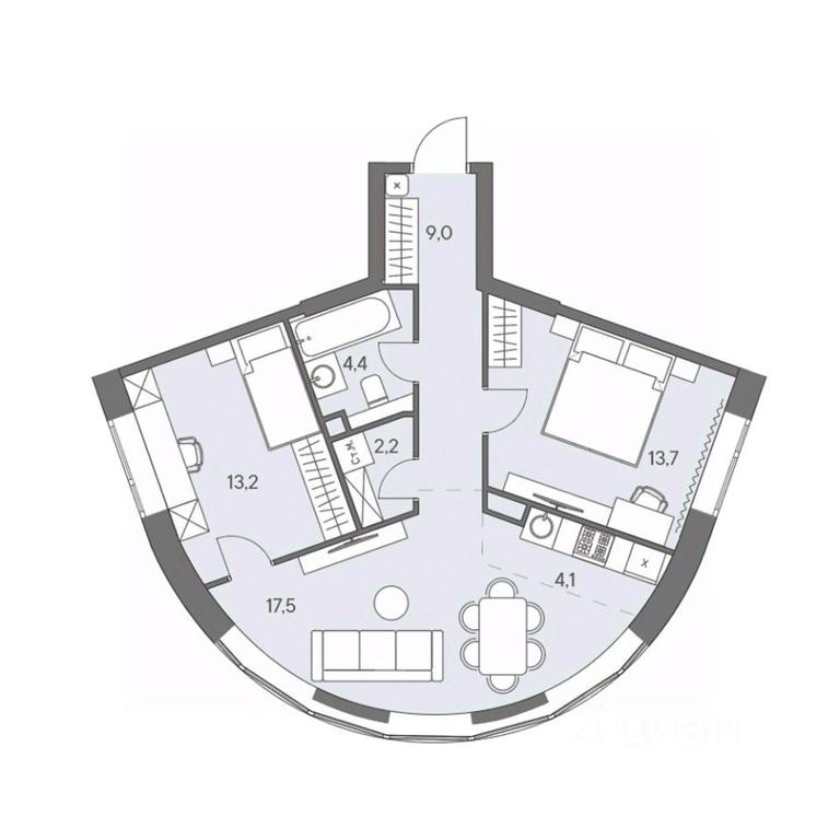 2-BD Apartment Sale, 64.1 sq. m. at Ново-Переделкино, Zapadniy Administrative District, Moscow, Russia #1