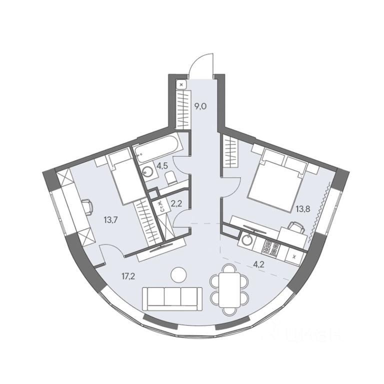 2-BD Apartment Sale, 64.6平方米 at Ново-Переделкино, Zapadniy Administrative District, Moscow, Russia #1 2-BD Apartment Sale, 64.6平方米 at Ново-Переделкино, Zapadniy Administrative District, Moscow, Russia #1
