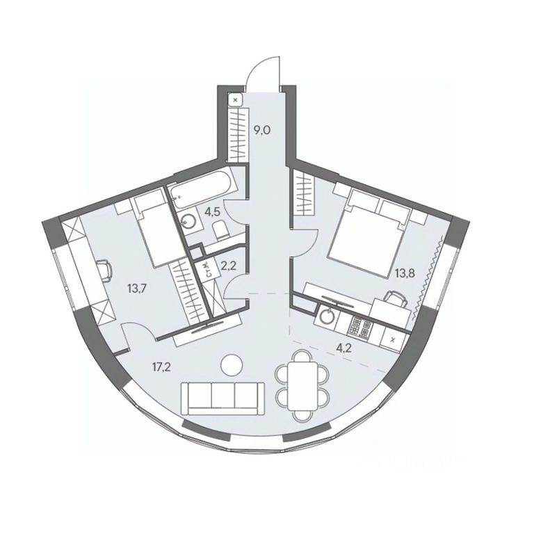 2-BD Apartment Sale, 64.6平方米 at Ново-Переделкино, Zapadniy Administrative District, Moscow, Russia #1 2-BD Apartment Sale, 64.6平方米 at Ново-Переделкино, Zapadniy Administrative District, Moscow, Russia #1