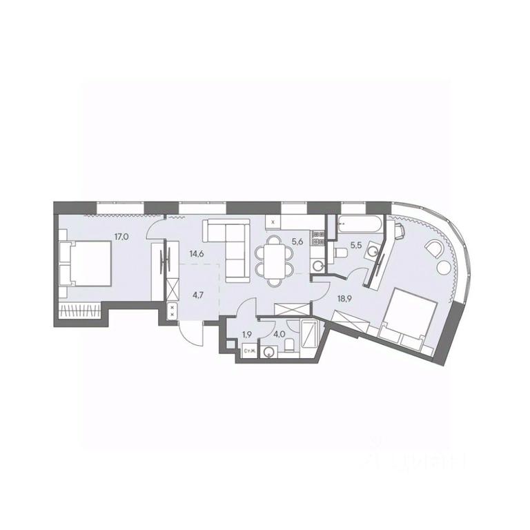 2-BD Apartment Sale, 72.2平方米 at Ново-Переделкино, Zapadniy Administrative District, Moscow, Russia #1