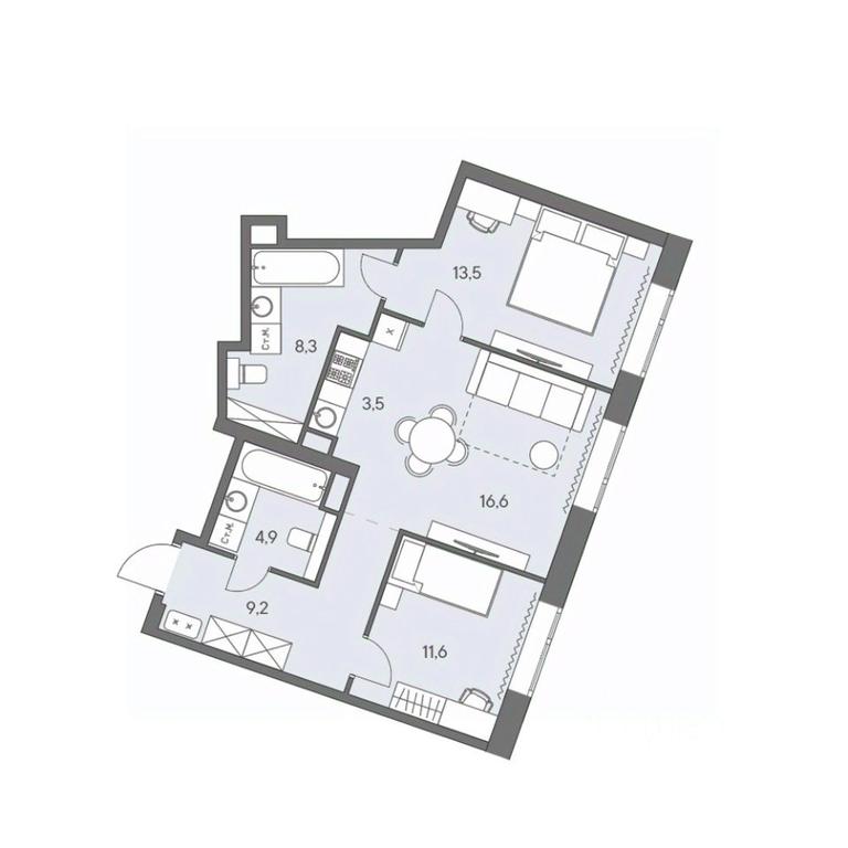2-BD Apartment Sale, 67.6平方米 at Ново-Переделкино, Zapadniy Administrative District, Moscow, Russia #1 2-BD Apartment Sale, 67.6平方米 at Ново-Переделкино, Zapadniy Administrative District, Moscow, Russia #1
